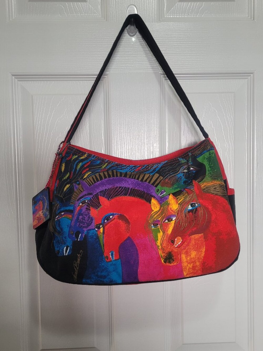 Laurel Burch Wild Horses of Fire Stallions Purse Medium Tote Shoulder Bag, Charm